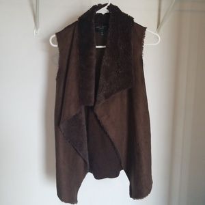 Brown faux fur sweater vest